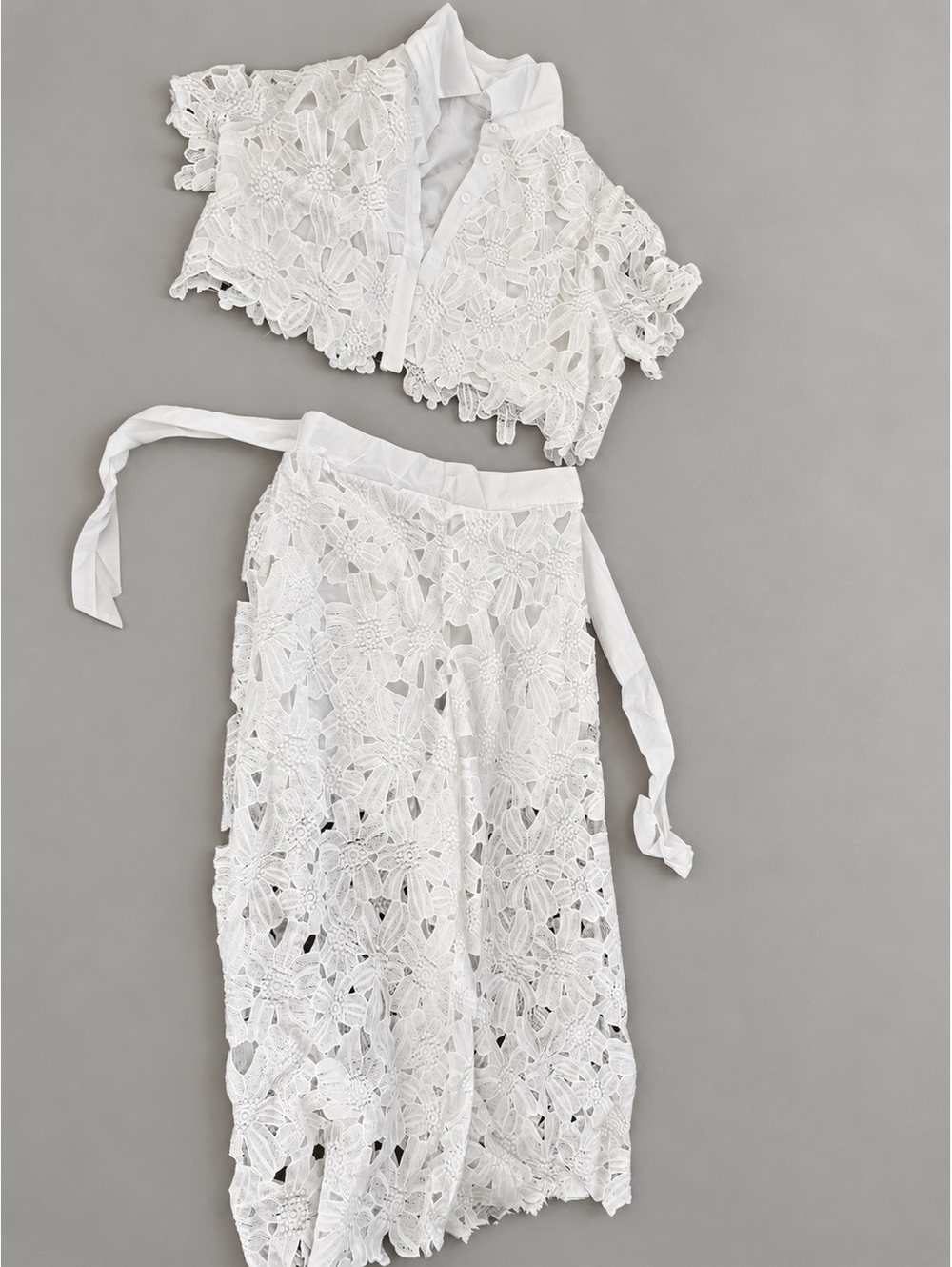 White Floral Lace Two-Piece Skirt Set XXL NWOT